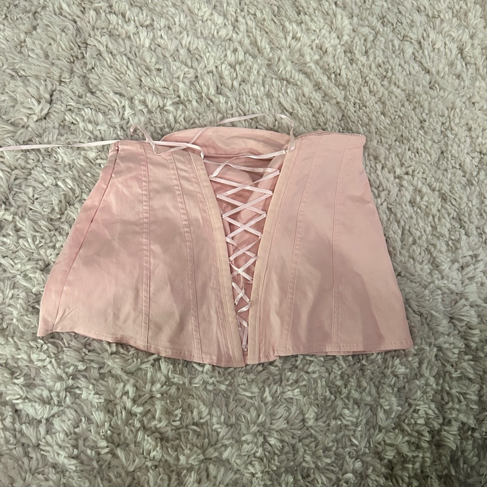 Pink Lace-Up skirt